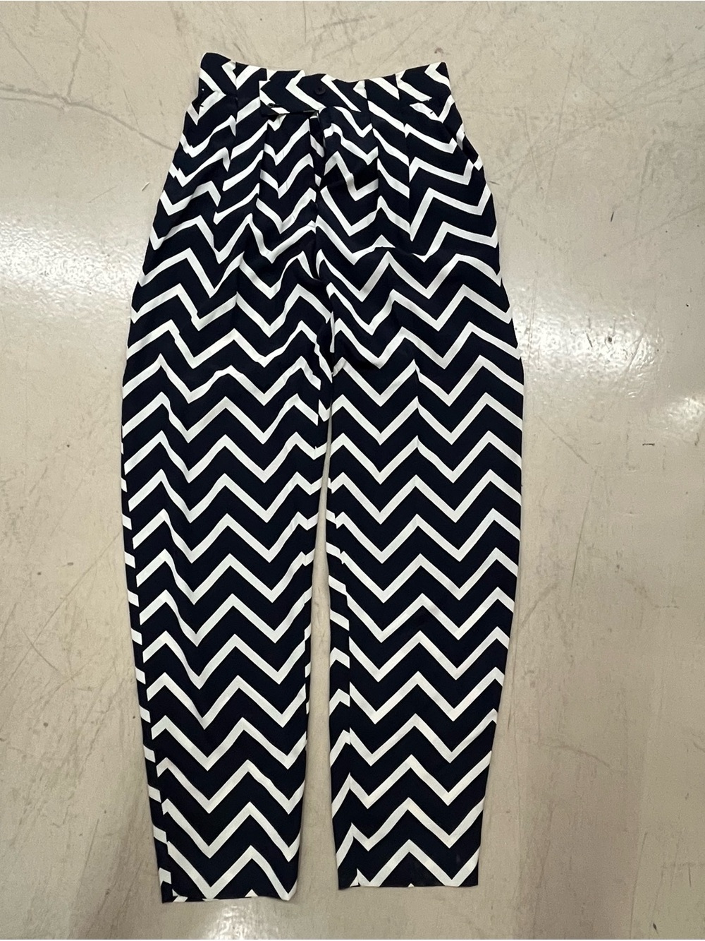Giorgio Armani Chevron High-Waist Navy & White Pants